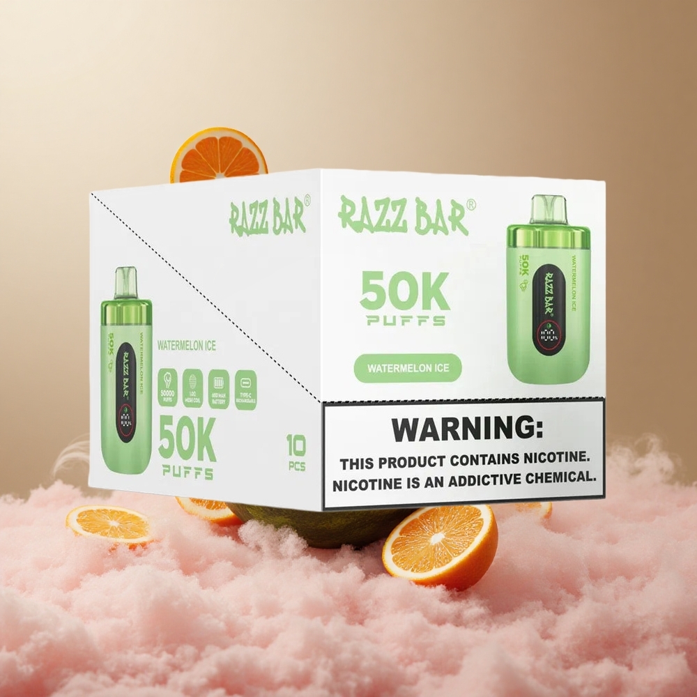 Arbuz Lód Razz Bar 50K Zaciągnięć 10 Ohm Mesh Coil 650 Mah vape wholesale Poland