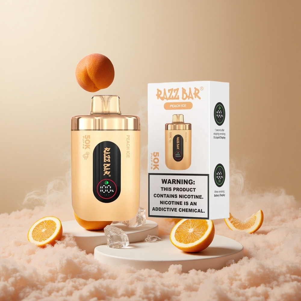 Brzoskwinia Lód Razz Bar 50K Zaciągnięć 50000 Zaciągnięć Typ-C vape wholesale Poland