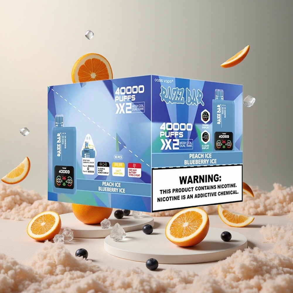 Brzoskwinia Lód_ Jagoda Lód Razz Bar 40000 Zaciągnięć Wyświetlacz Mocy vape wholesale Poland