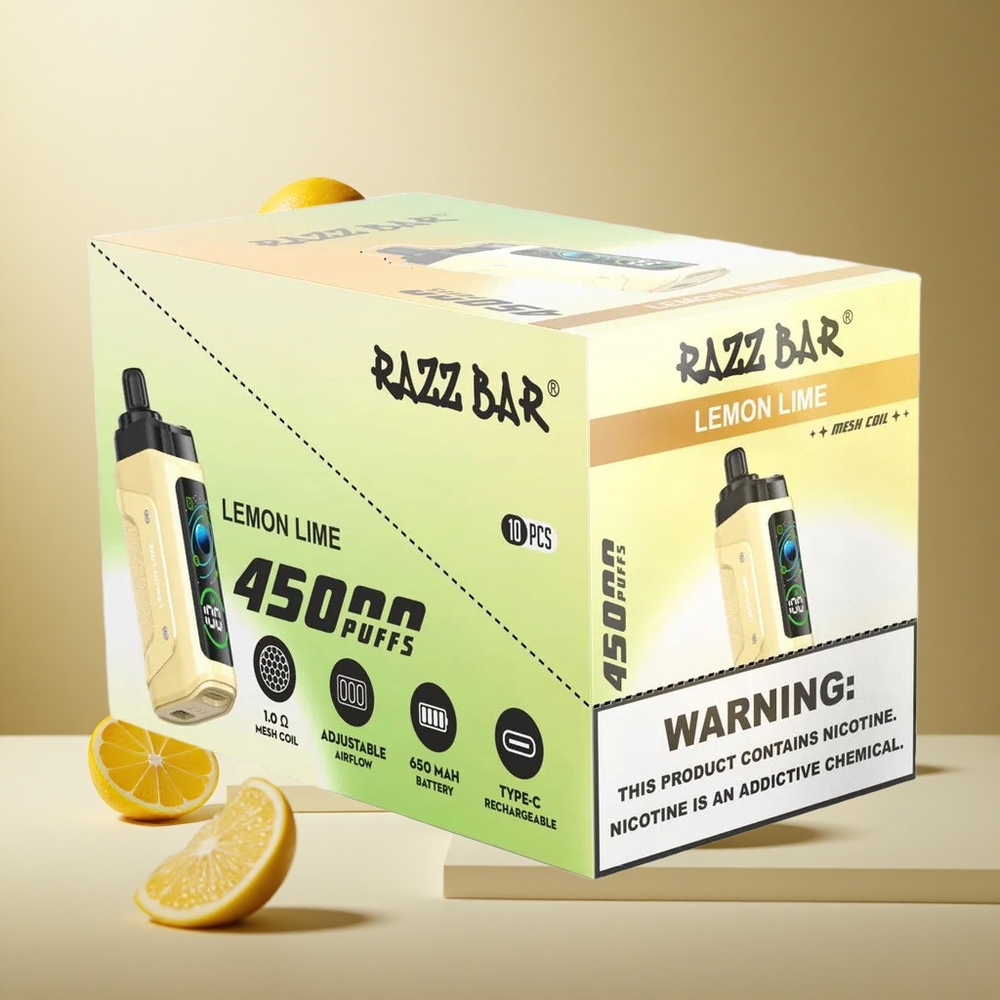 Cytrynowo-Limonkowy Razz Bar 45000 Zaciągnięć z Regulacją Przepływu Powietrza vape wholesale Poland