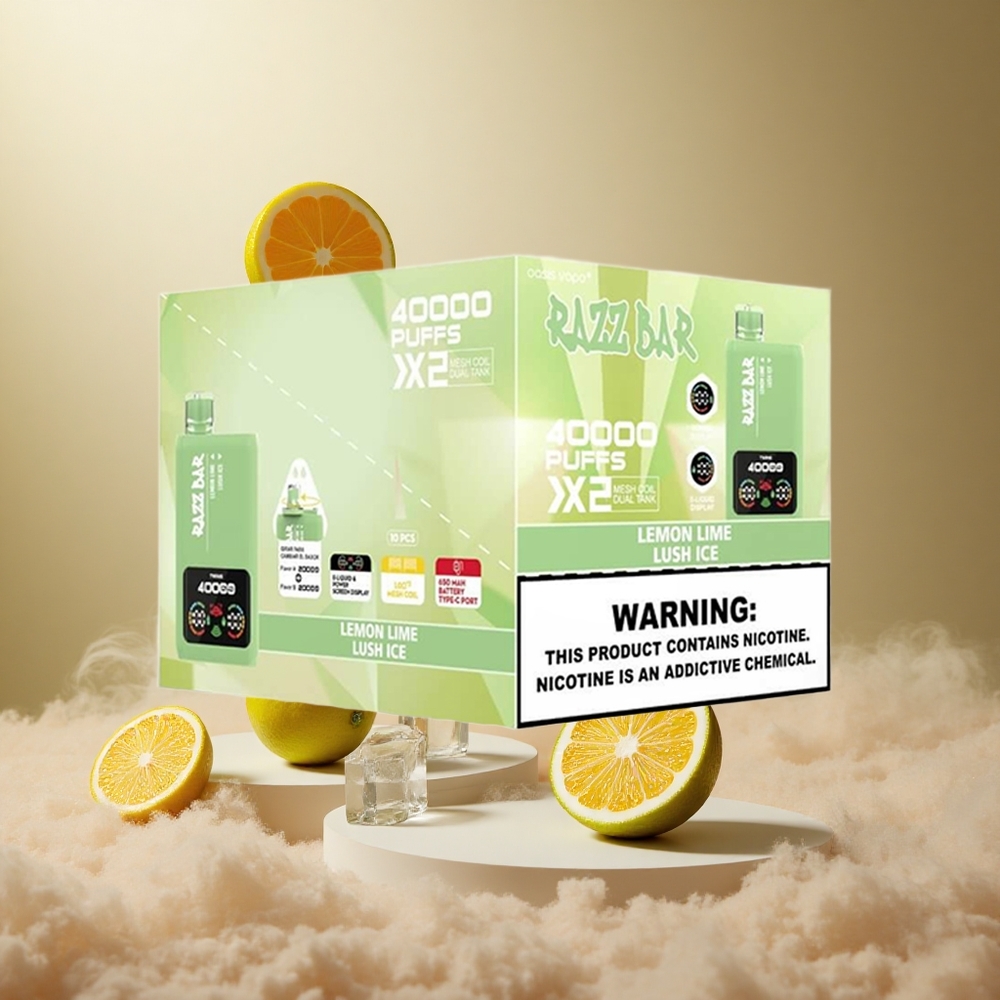 Cytrynowo-Limonkowy_Lodowy Owoc Razz Bar 40000 Zaciągnięć Wyświetlacz Mocy vape wholesale Poland