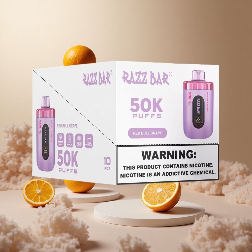 Czerwony Był Winogrono Razz Bar 50K Zaciągnięć 10 Ohm Mesh Coil vape wholesale Poland