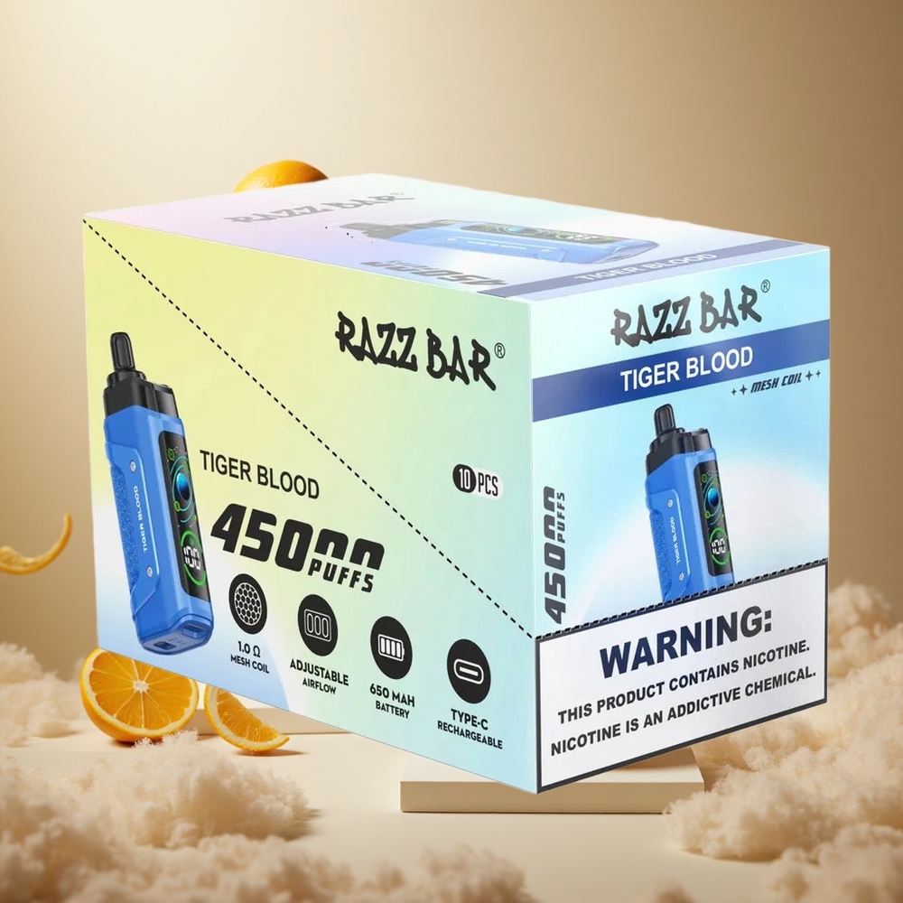 Krew Tygrysa Razz Bar 45000 Zaciągnięć Typ-C Ładowanie vape wholesale Poland