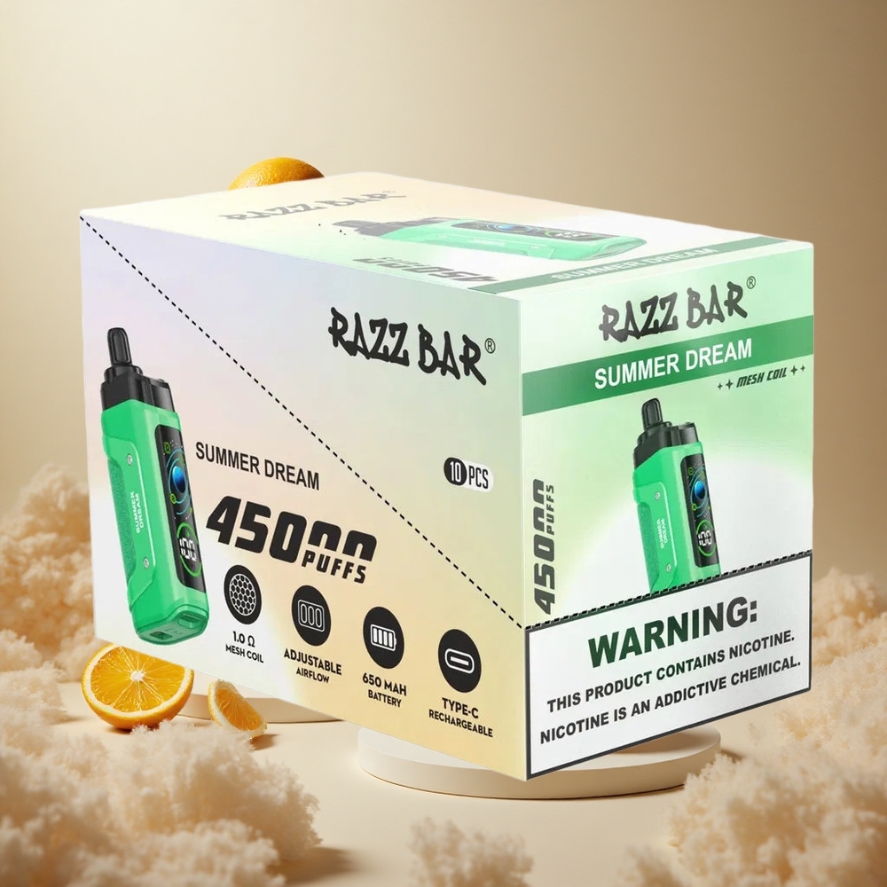 Letnia Marca Razz Bar 45000 Zaciągnięć Typ-C Ładowany vape wholesale Poland