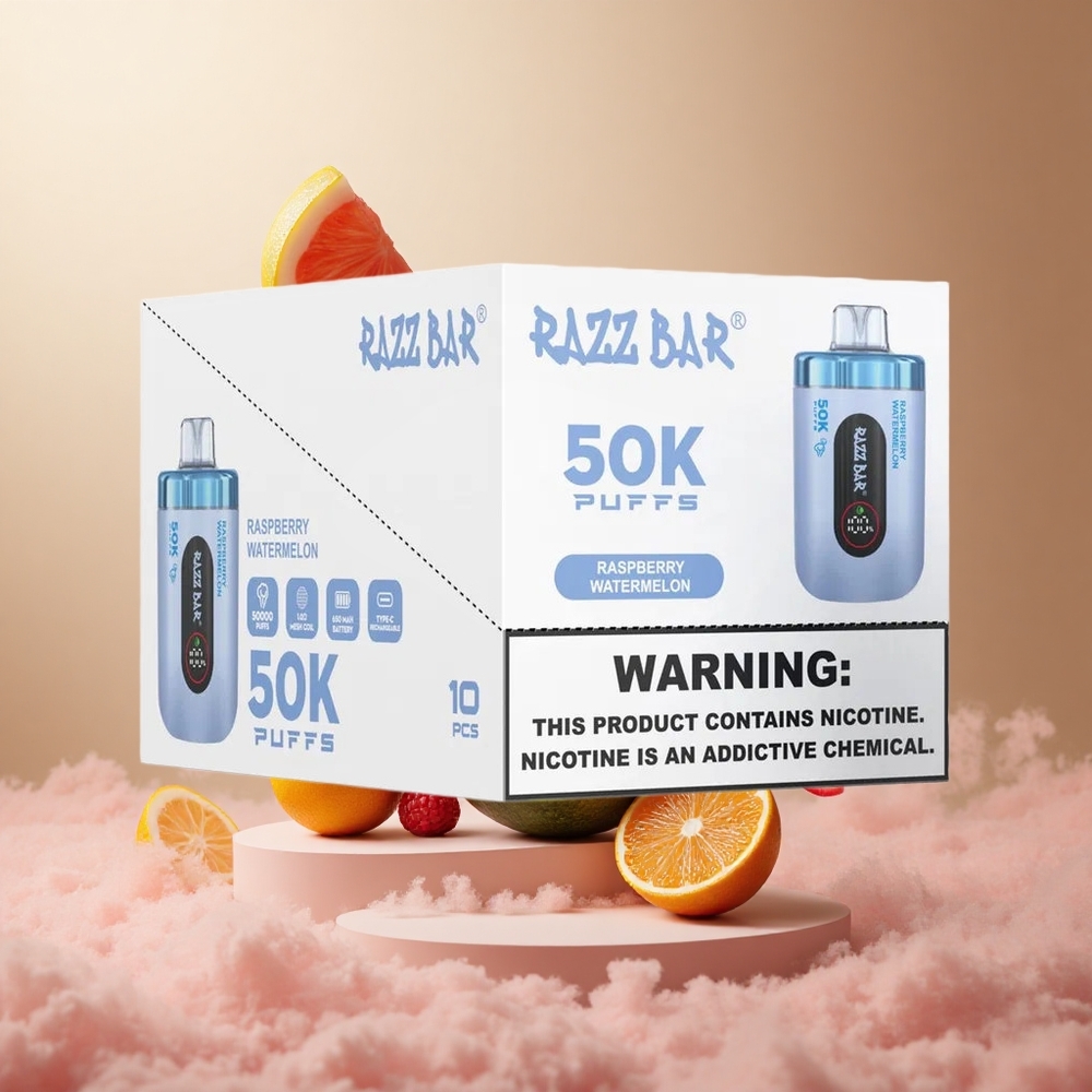 Malinowo-Arbuzowy Razz Bar 50K Zaciągnięć 10 Ohm Mesh Coil vape wholesale Poland