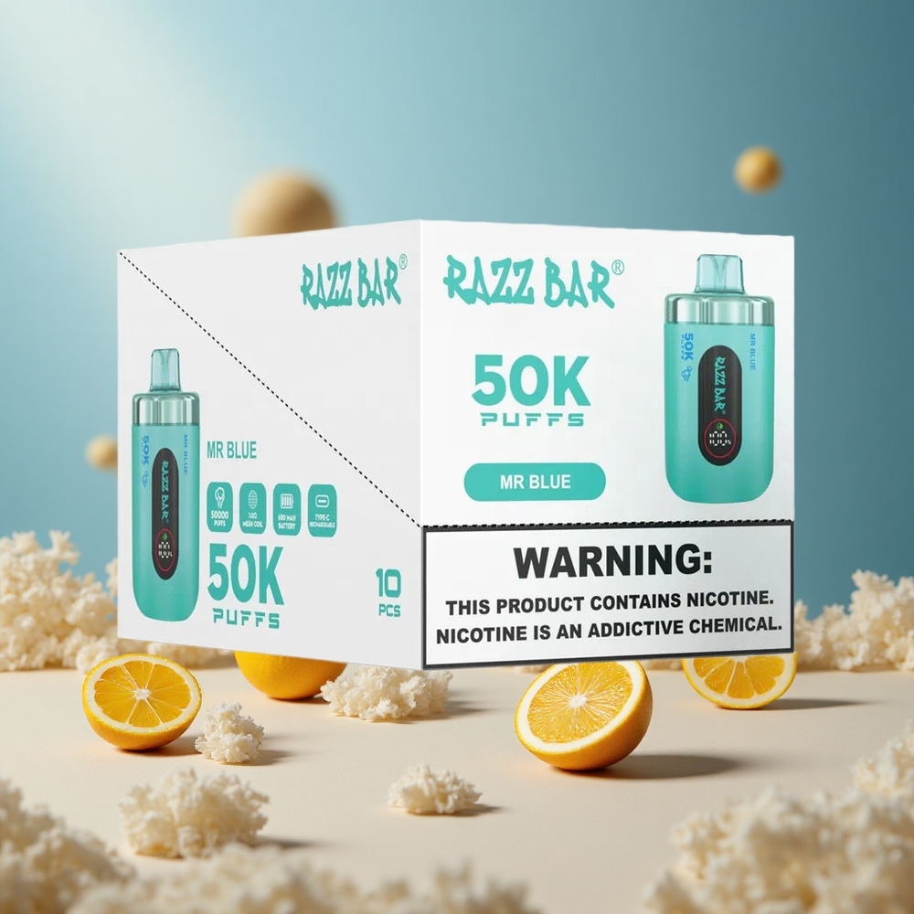 Malinowy Niebieski Razz Bar 50K 50000 Zaciągnięć Ładowany vape wholesale Poland