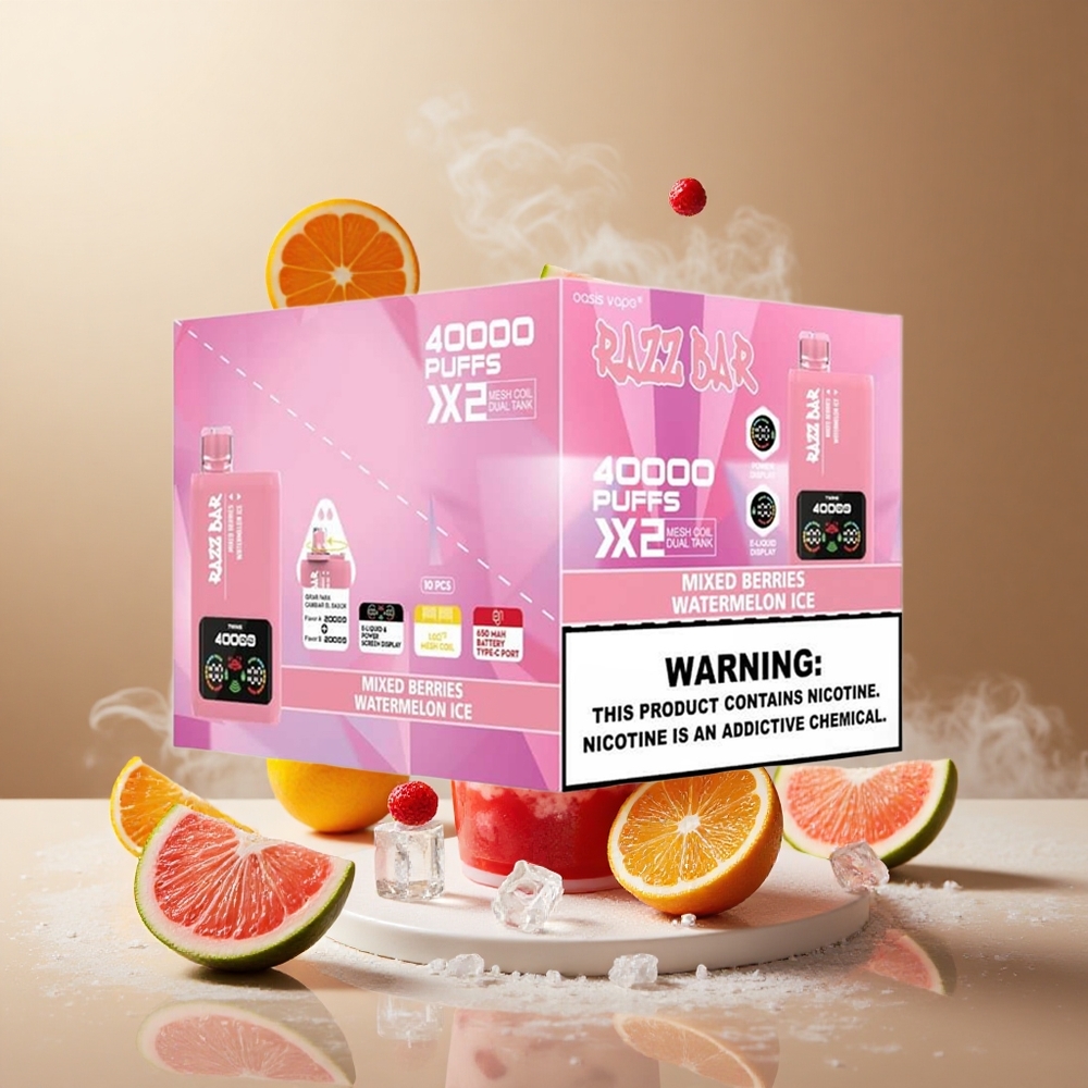Mieszane Jagody_Wodmelon Lód Razz Bar 40000 Zaciągnięć Wyświetlacz Mocy vape wholesale Poland