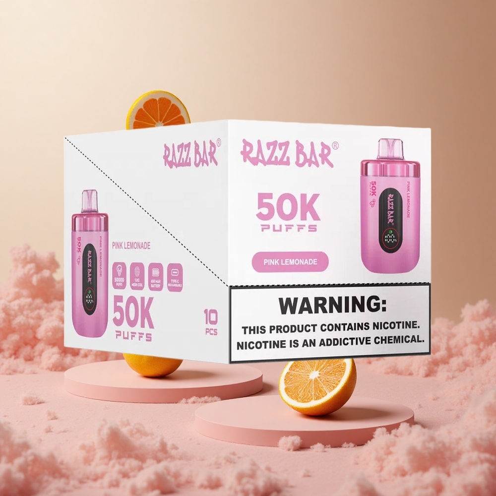 Różowa Lemonada Razz Bar 50K Zaciągnięć 10 Ohm Mesh Coil 650 Mah vape wholesale Poland