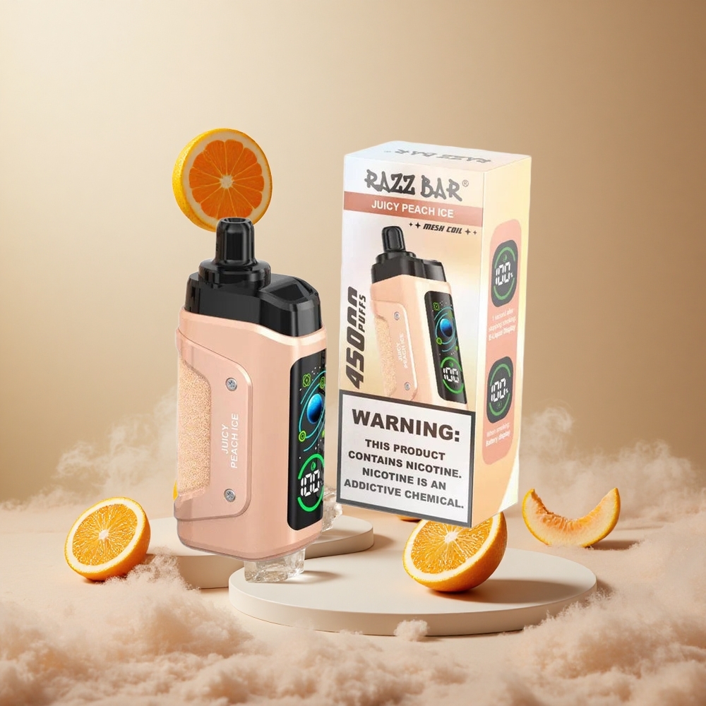 Soczysty Brzoskwiniowy Lód Razz Bar 45000 Zaciągnięć Regulowany Przepływ Powietrza vape wholesale Poland