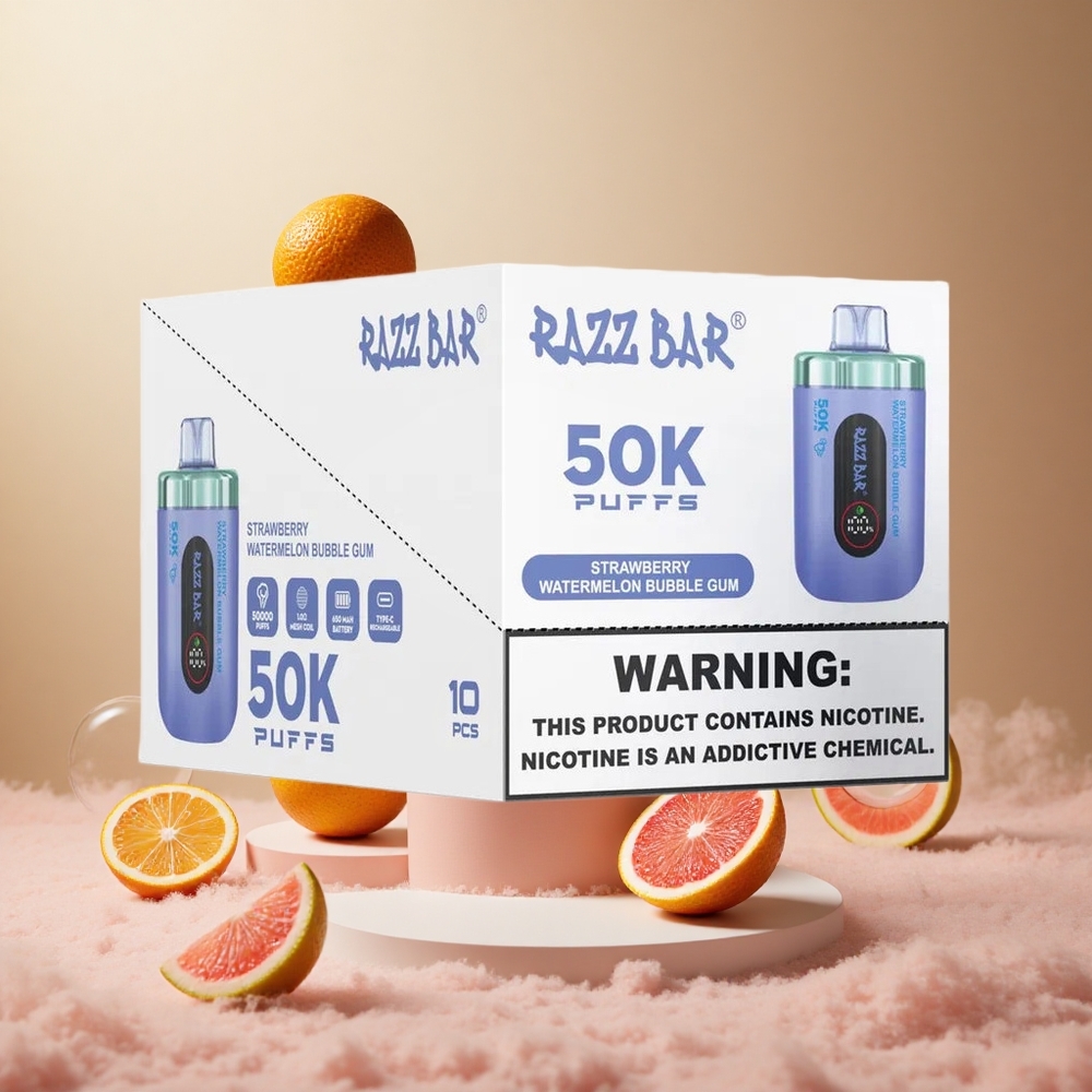 Truskawka Arbuz Bubble Gum Razz Bar 50K Zaciągnięć 50000 Zaciągnięć Typ-C vape wholesale Poland