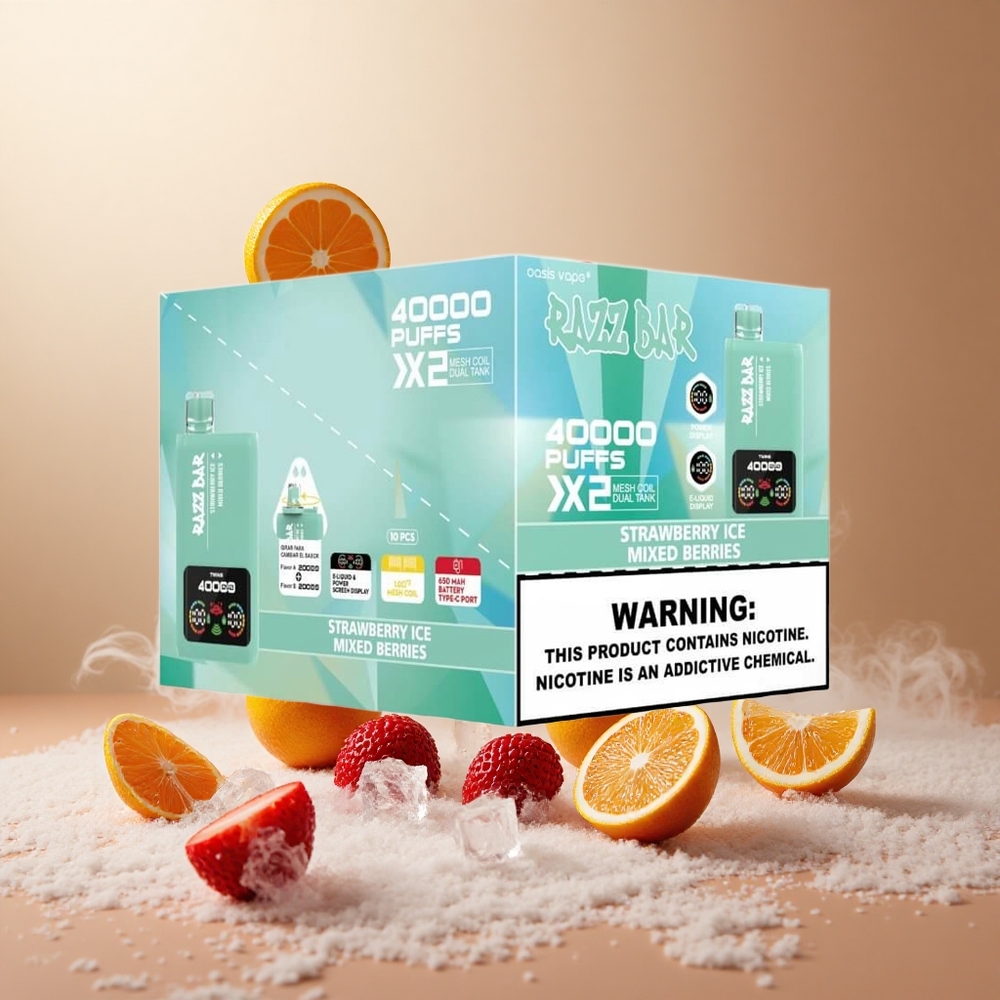 Truskawkowo-Jagodowy Lód Razz Bar 40000 Zaciągnięć Wyświetlacz Mocy vape wholesale Poland