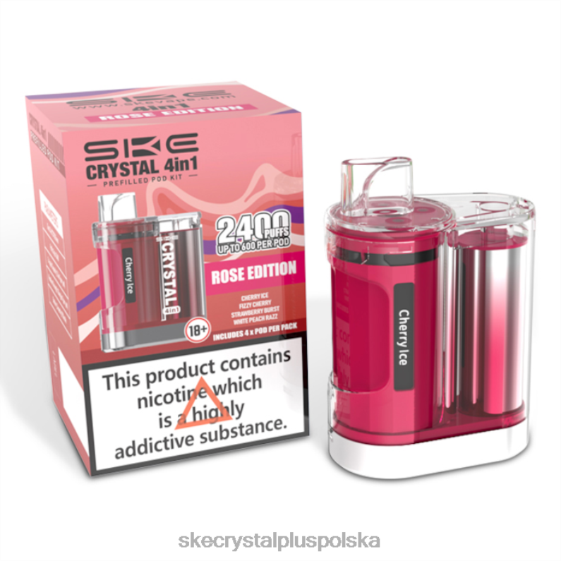 SKE zestaw kapsułek crystal 2400 4 w 1, mieszany wydanie różowe 62FJ98 SKE Vape Authentication