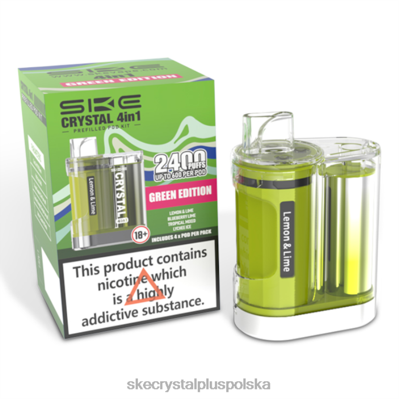 SKE zestaw kapsułek crystal 2400 4 w 1, mieszany wydanie zielone 62FJ97 SKE Vape Flavours