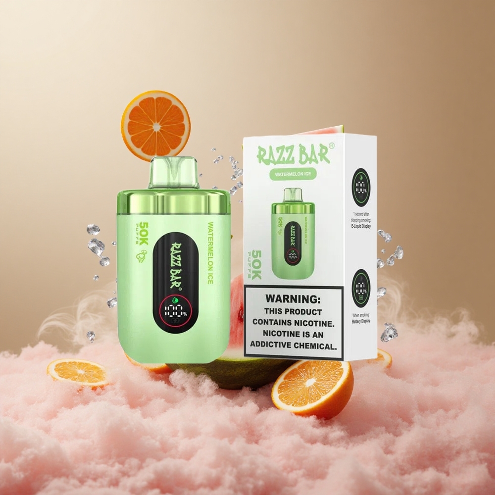 Arbuz Lód Razz Bar 50K Zaciągnięć 1.0 Ohm Mesh Coil 650 Mah vape wholesale Poland