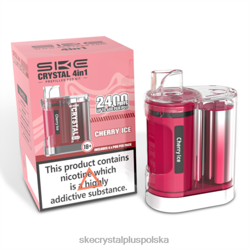 SKE zestaw kapsułek 4 w 1 kryształ 2400 lód wiśniowy 62FJ99 SKE Vape Review