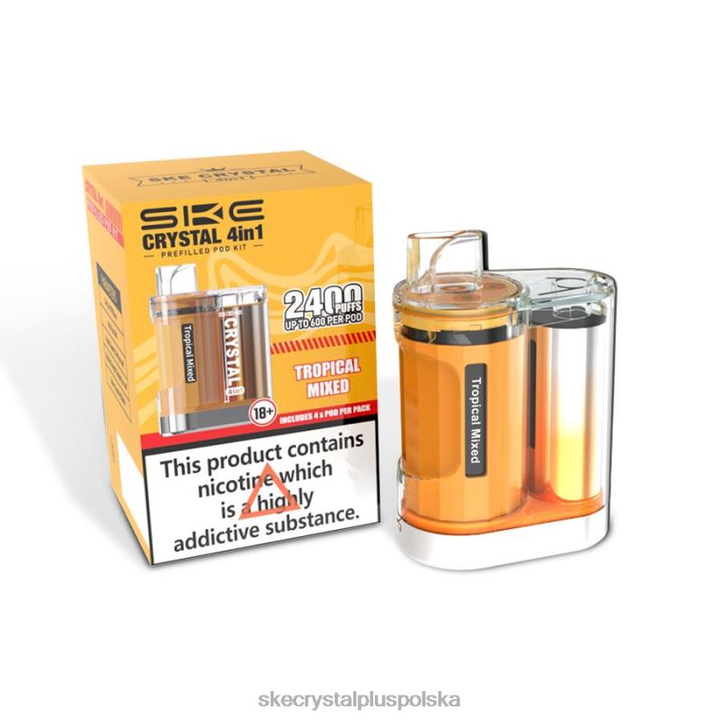 SKE zestaw kapsułek 4 w 1 kryształ 2400 tropikalny mieszany 62FJ9 SKE Vape Review