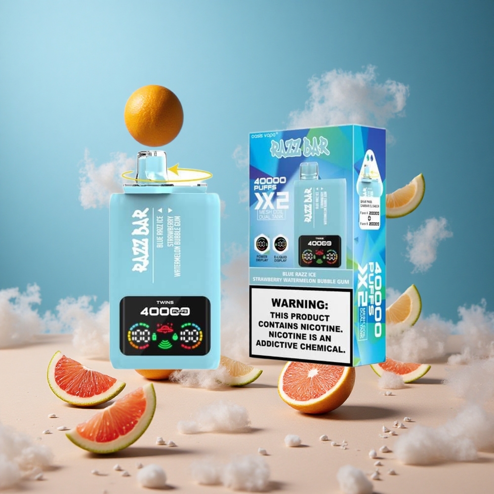 Malinowy Lód-Truskawka Arbuz Guma Balonowa Razz Bar 40000 Zaciągnięć Wyświetlacz Mocy vape wholesale Poland