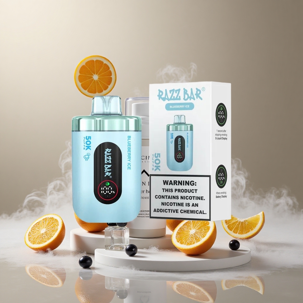 Borówka Lód Razz Bar 50K Zaciągnięć Typ-C Ładowanie vape wholesale Poland